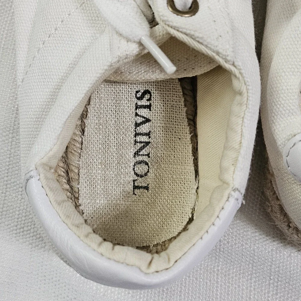 Tonivis Espadrille Lace Up Sneakers White Canvas Beach Shoes‎ Women's  Size 6